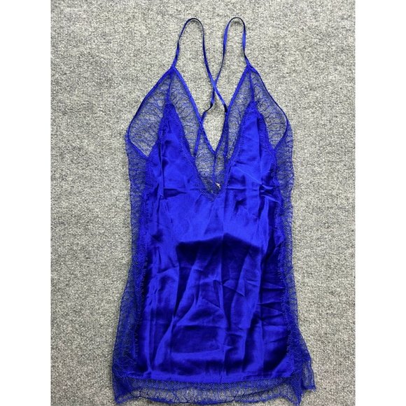 NAKED PRINCESS Other - Naked Princess Ella Deep V 100% Silk Chemise Sapphire Blue Women's Small NWT